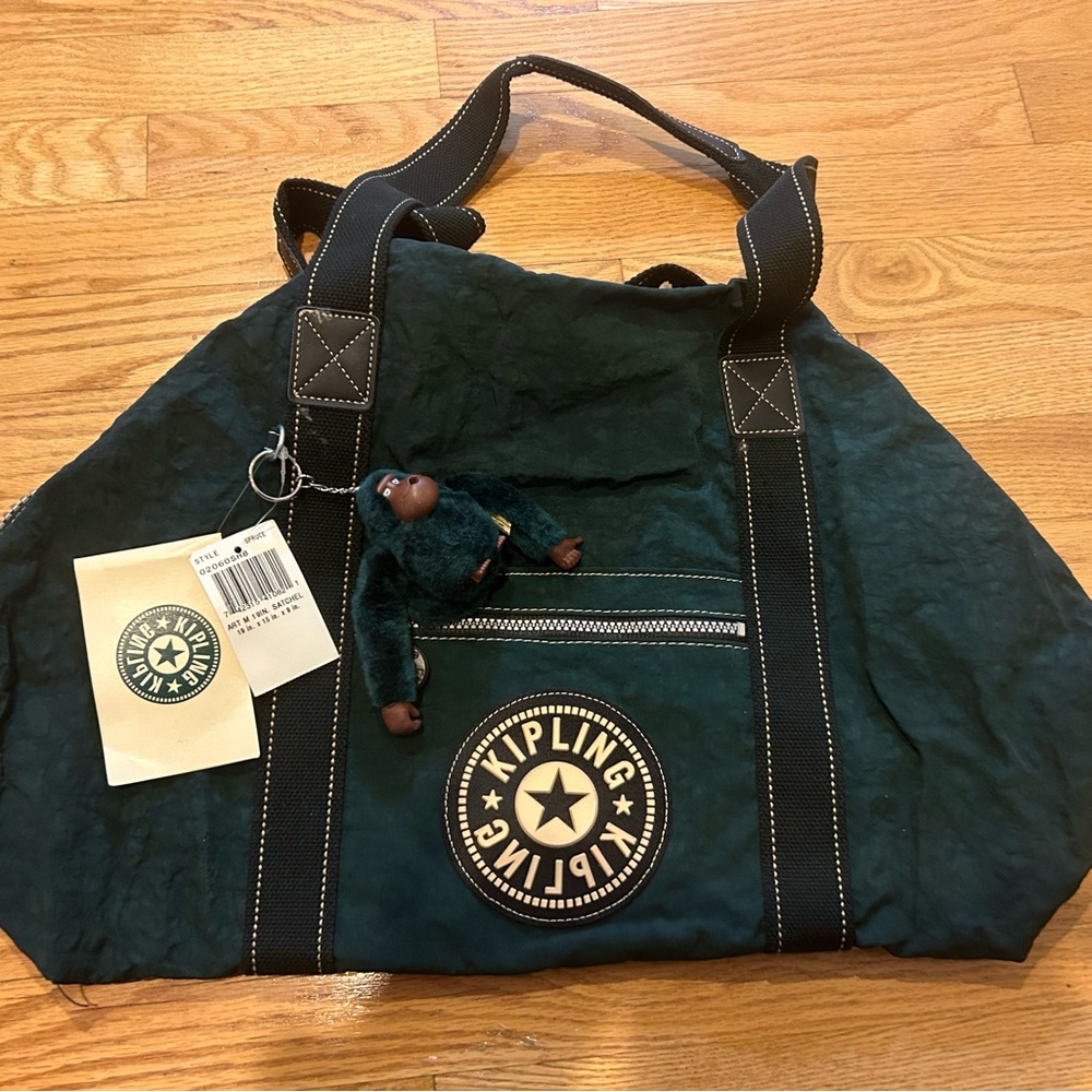 Kipling 19” Satchel Tote in Forest Green